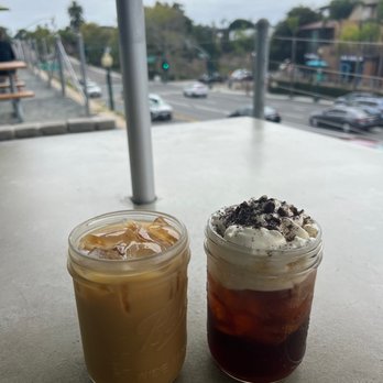 Lofty Coffee Roasting Works - Oat Milk Lavender Latte and Cloudy with a Chance of Cold Brew - Coffee & Tea Near Me - Encinitas, California Lofty Coffee Roasting Works - Oat Milk Lavender Latte and Cloudy with a Chance of Cold Brew - Coffee & Tea Near Me - Encinitas, California