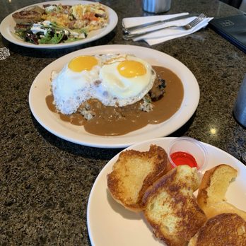 Liliha Bakery - Top to bottom: Country style omelette, Loco Moco - Bakeries Near Me - Honolulu, Hawaii