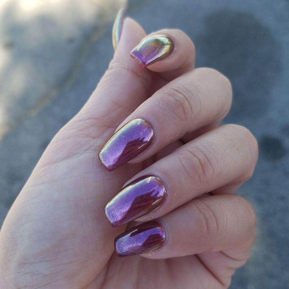 Exquisite Nails - New color made with maroon and chrome. Loved it! - Nail Salons Near Me - Tucson, Arizona Exquisite Nails - New color made with maroon and chrome. Loved it! - Nail Salons Near Me - Tucson, Arizona
