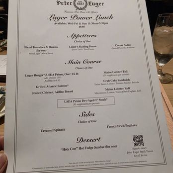Peter Luger Steak House - Power lunch menu - Steakhouses Near Me - Las Vegas, Nevada