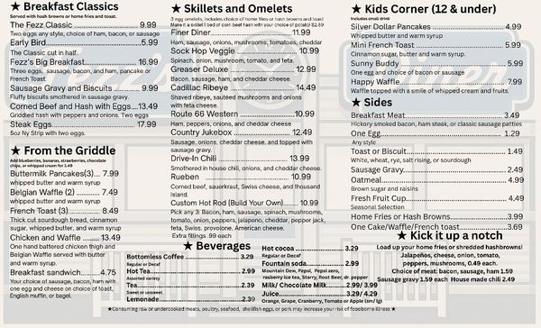 Menu photo 1 Fezz's Diner Coudersport, PA Menu photo 1 Fezz's Diner Coudersport, PA
