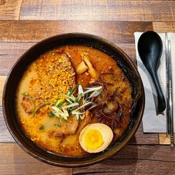 Sasuke Ramen - Tonkatsu ramen + black garlic + spicy.