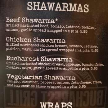 Bucharest Grill - 2019-10-08 Bucharest Grill. Detroit, MI. (Milwaukee Junction). Menu 2. Shawarmas. - Middle Eastern Near Me - Detroit, Michigan
