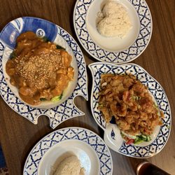 Thai Bistro - Hurricane Chicken, chicken curry, rice