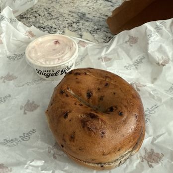 Jeff's Bagel Run - Blueberry bagel with strawberry spread - Bagels Near Me - Houston, Texas Jeff's Bagel Run - Blueberry bagel with strawberry spread - Bagels Near Me - Houston, Texas