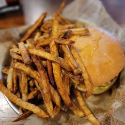 1/2 pound cheeseburger with fries. 1/2 pound cheeseburger with fries.