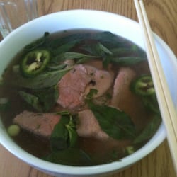 The Noodle House - Beef Noodle Soup (with basil and jalapeno added)