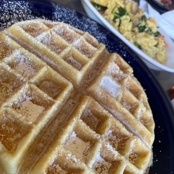 Cafe Borrone - waffle and side of mushroom scrambled eggs - Breakfast & Brunch Near Me - Menlo Park, California Cafe Borrone - waffle and side of mushroom scrambled eggs - Breakfast & Brunch Near Me - Menlo Park, California