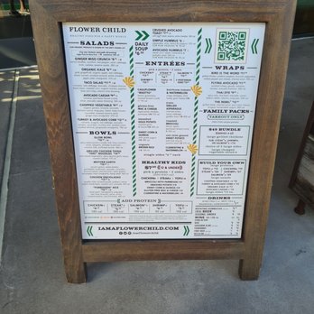 Flower Child - Menu outside - Salad Near Me - Woodlands, Texas