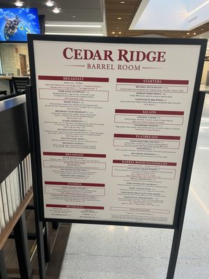 Menu photo 1 cedar ridge barrel room Cedar Rapids, IA