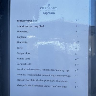 Menu photo 3 ChadLou's Coffee Roasters Kailua, HI