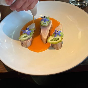 PRESS - yellowtail -fava bean tapenade green almond lemongrass nage - Bars Near Me - St. Helena, California PRESS - yellowtail -fava bean tapenade green almond lemongrass nage - Bars Near Me - St. Helena, California