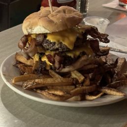 Bacon double cheeseburger.  One pound of meat.  Good luck finishing it.