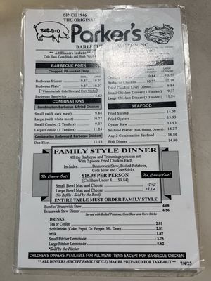 Menu photo 1 Parker's Wilson, NC Menu photo 1 Parker's Wilson, NC