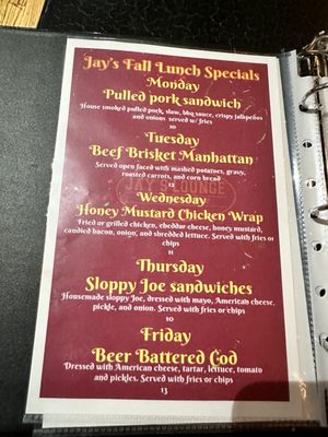 Menu photo 5 Jay's Lounge Niles, MI