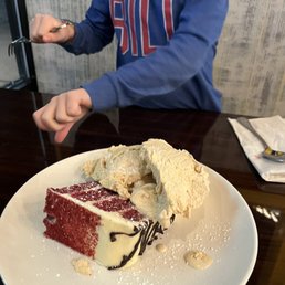 The Cake in Red - subbed peanut butter ice cream and got white chocolate sauce on side The Cake in Red - subbed peanut butter ice cream and got white chocolate sauce on side