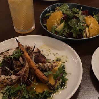 Levant - Octopus with fingerling potatoes and bistro salad - Gluten-Free Near Me - Los Angeles, California Levant - Octopus with fingerling potatoes and bistro salad - Gluten-Free Near Me - Los Angeles, California