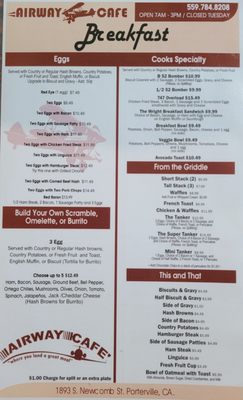 Menu photo 4 Airway Cafe Porterville, CA Menu photo 4 Airway Cafe Porterville, CA