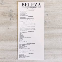 Beleza Aesthetics - Beleza's Service Menu