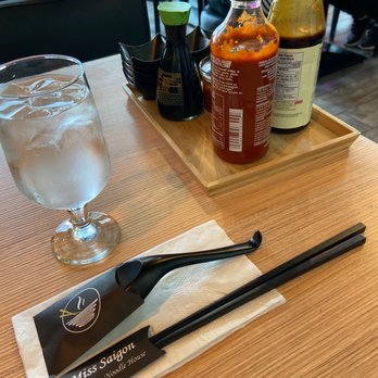 Miss Saigon - Love how the soup spoon and chopsticks have a wrapper to cover them! - Vietnamese Near Me - Edmonton, Alberta