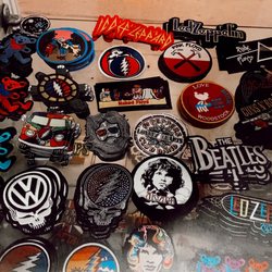 Rock Star Headquarters - Just some of their awesome selection of patches. I used to fill up my backpack with ones from here!