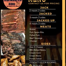 Jacked Up BBQ - Catering Menu. 
Can be customized to fit customer needs.  Contact us for more information