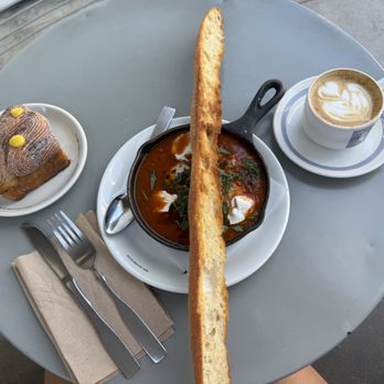 Sqirl - Black sesame croissant squiggle, Shakshuka, Cappuccino - New American Near Me - Los Angeles, California Sqirl - Black sesame croissant squiggle, Shakshuka, Cappuccino - New American Near Me - Los Angeles, California