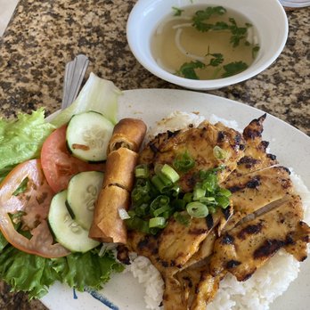 Pho Dan - Char chicken with veggie egg roll - Vietnamese Near Me - Austin, Texas