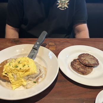 The New Custom House - Chicken fried steak breakfast with a side of sausage patties. - New American Near Me - Avila Beach, California The New Custom House - Chicken fried steak breakfast with a side of sausage patties. - New American Near Me - Avila Beach, California