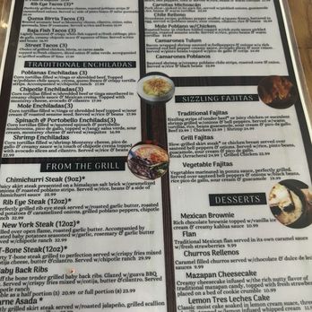 Toro Bravo - Entree Menu - Mexican Near Me - Vail, Arizona