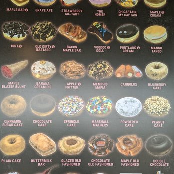 Voodoo Doughnut - Poster of different doughnuts - Donuts Near Me - Austin, Texas