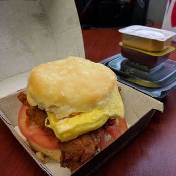 Chick-fil-A - Chicken biscuit with egg, tomato, and pickles. Favorite item! - Fast Food Near Me - Fullerton, California Chick-fil-A - Chicken biscuit with egg, tomato, and pickles. Favorite item! - Fast Food Near Me - Fullerton, California