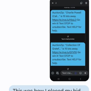 Clark's Auction Company - Second text sent next day after not hearing back from 1st text. - Auction Houses Near Me - Scotts Valley, California Clark's Auction Company - Second text sent next day after not hearing back from 1st text. - Auction Houses Near Me - Scotts Valley, California