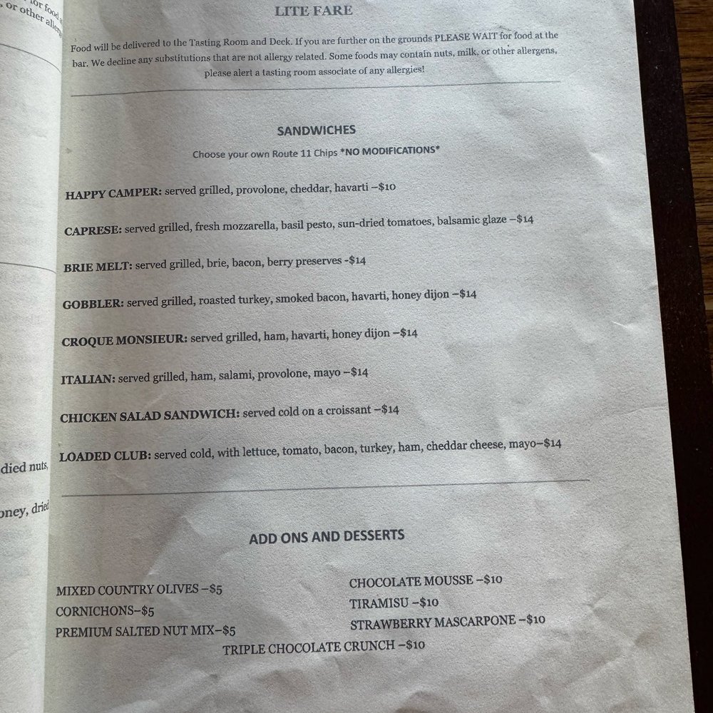 Naked Mountain Winery & Vineyards - Menu - Wineries Near Me - Markham, Virginia