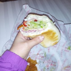 Jimmy John's - #11 with peppers, vinegar, and onions with light mayo. Really good fresh bread. Meats are fresh & good quality.