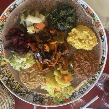 Queen of Sheba Restaurant - A vegan platter. - Ethiopian Near Me - Addison, Texas Queen of Sheba Restaurant - A vegan platter. - Ethiopian Near Me - Addison, Texas