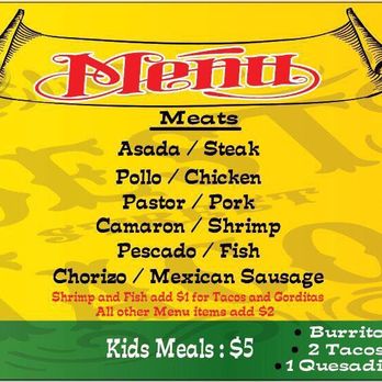 Tacowasso - The main menu, plenty of ways to mix and match - Mexican Near Me - Owasso, Oklahoma