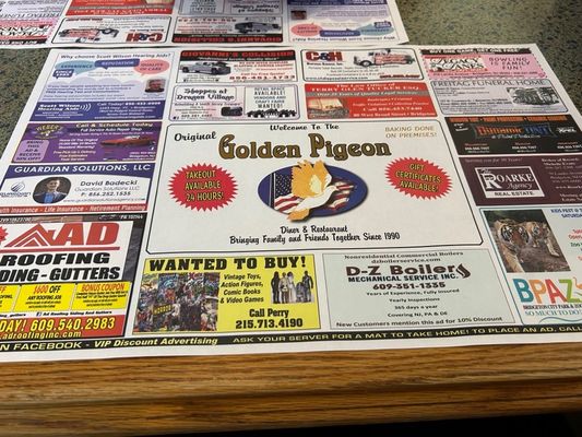 Menu photo 1 Golden Pigeon Diner Bridgeton, NJ Menu photo 1 Golden Pigeon Diner Bridgeton, NJ