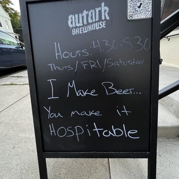 Autark Brewhouse - a handwritten sign on a sidewalk - Breweries Near Me - Buffalo, New York Autark Brewhouse - a handwritten sign on a sidewalk - Breweries Near Me - Buffalo, New York