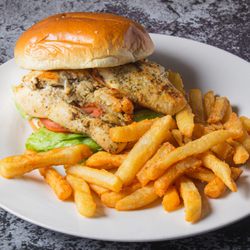 Angelo's Stuffed Pizza - Skinny Chicken 
grilled chicken breast , mayo lettuce , tomato. this gourmet burger is prepped and marinated in house