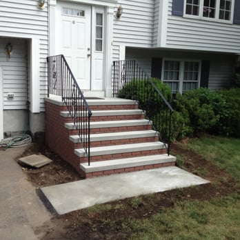 Means Precast - 5' Wide 6 Riser 48" Platform with Brick and Concrete - General Contractors Near Me - Braintree, Massachusetts Means Precast - 5' Wide 6 Riser 48" Platform with Brick and Concrete - General Contractors Near Me - Braintree, Massachusetts