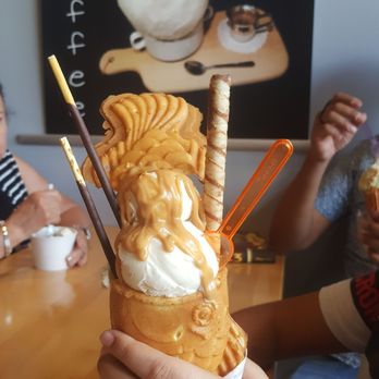 Ice & Bites Cafe - Vanilla ice cream with the peanut butter drizzle, hazelnut wafer, and Pocky - Shaved Ice Near Me - Orlando, Florida Ice & Bites Cafe - Vanilla ice cream with the peanut butter drizzle, hazelnut wafer, and Pocky - Shaved Ice Near Me - Orlando, Florida