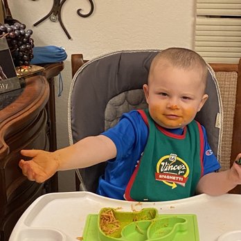 Vince's Spaghetti - The bib certainly helped - Italian Near Me - Rancho Cucamonga, California Vince's Spaghetti - The bib certainly helped - Italian Near Me - Rancho Cucamonga, California