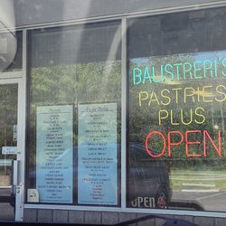 Balistreri's Pastries Plus - Front window with hours and menu items