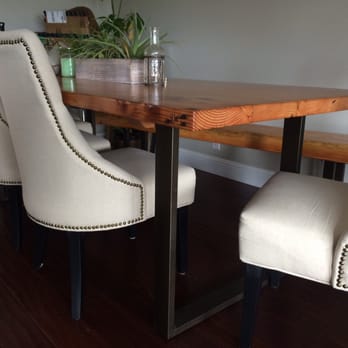 StatusWood - Redwood tabletop with antique rust painted metal legs. Stunning! - Furniture Stores Near Me - Hayward, California