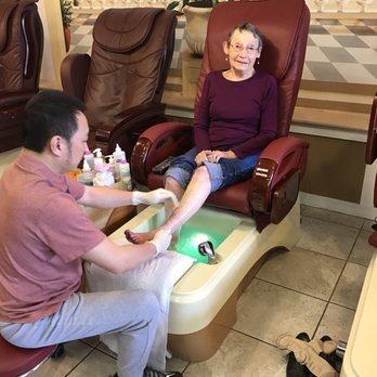 B Nails - Mom enjoying her pedicure! - Nail Salons Near Me - Lincoln City, Oregon