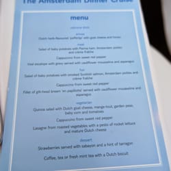 Stromma Netherlands - Dinner cruise menu - approx $80/pp for 2.5 hours - and about four courses, with wine included