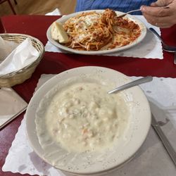 Antonio's Cucina Italiana - Clam chowder and spicy baked penne