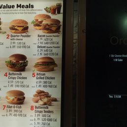 a menu for a fast food restaurant