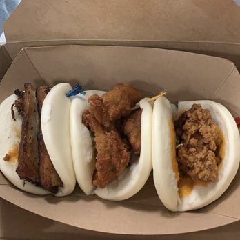 Suzy Siu's Baos - (L-R) pork belly, fried chicken and fried oyster ! - Korean Near Me - Atlanta, Georgia Suzy Siu's Baos - (L-R) pork belly, fried chicken and fried oyster ! - Korean Near Me - Atlanta, Georgia